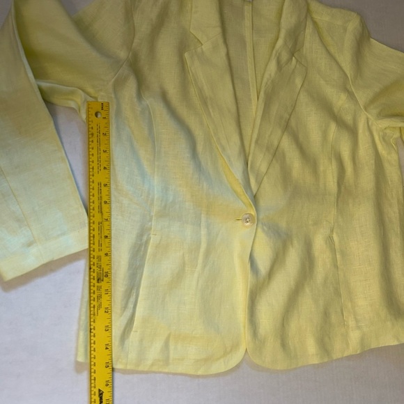 J.Jill Love Linen women's single button Yellow blazer Jacket Sz-PL.  S13 - Picture 12 of 13